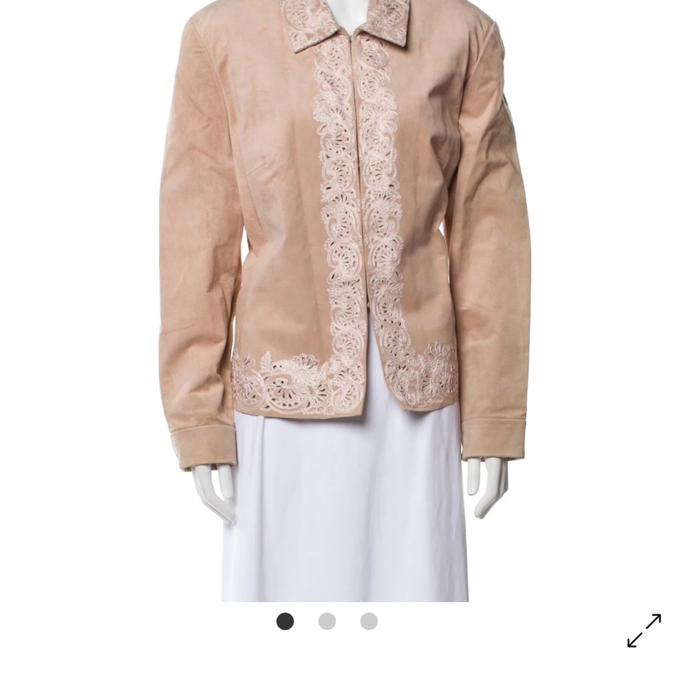 Oscar de la Renta Neutral Pink Leather Women's Jacket